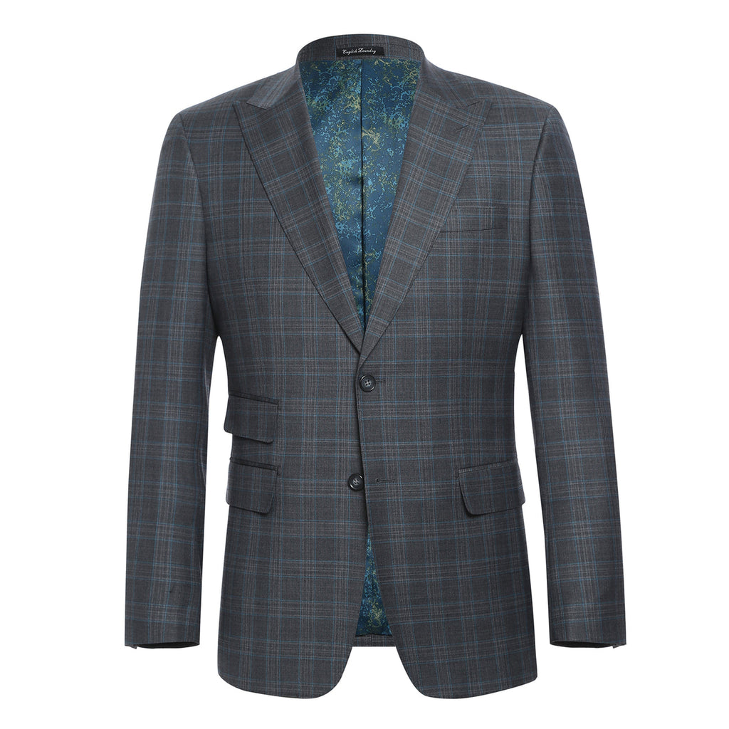ENGLISH LAUNDRY Wool Gray Checked Peak Suit 62-68-095