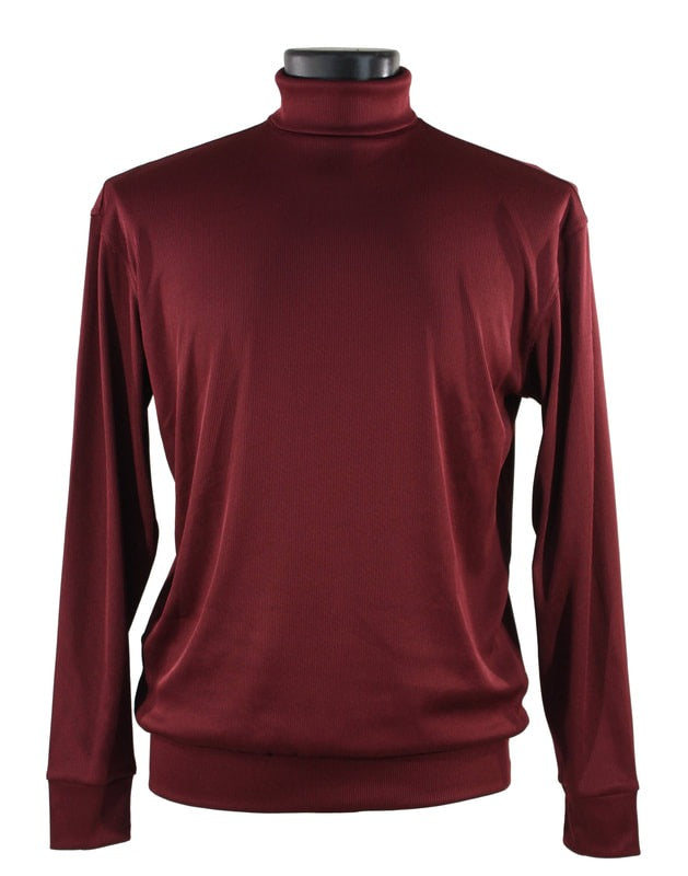 The Bassiri L/S Turtleneck Plum T-Shirt 633 by Bassiri, showcasing a modern fit, is displayed on a black mannequin torso against a white background.