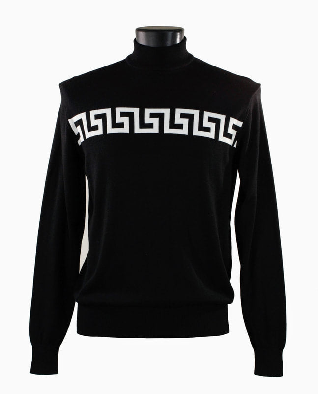 Bassiri L/S Mock Neck Sweater 634-Black-White