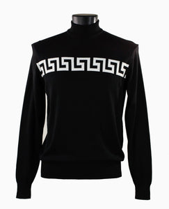 Bassiri L/S Mock-Neck Black & White Sweater 634