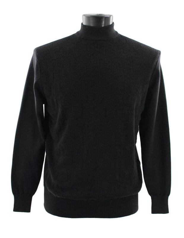Bassiri L/S Mock Neck Sweater 638-Black – Unique Design Menswear