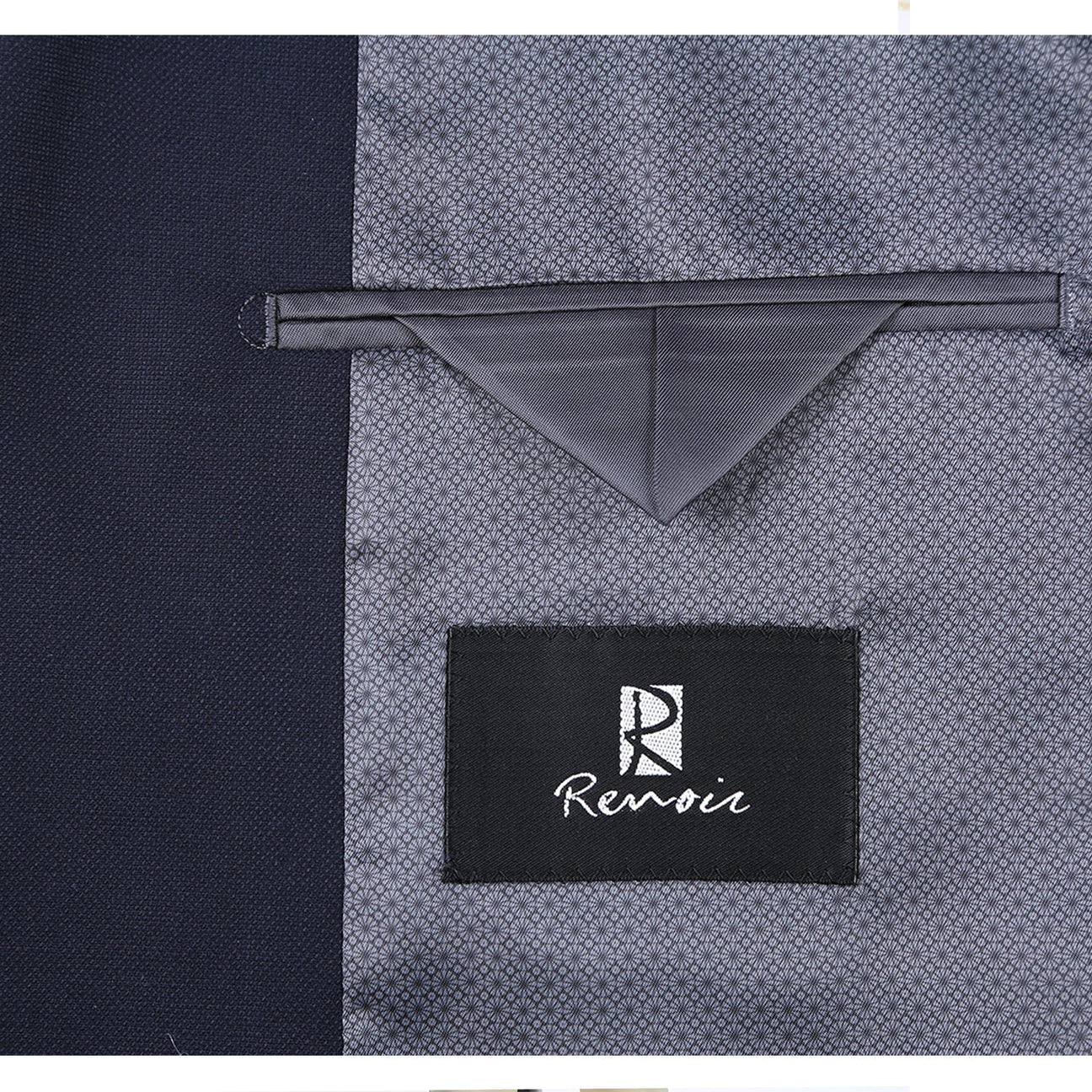 RENOIR Black Classic Fit Notch Lapels Solid Blazer 561-5