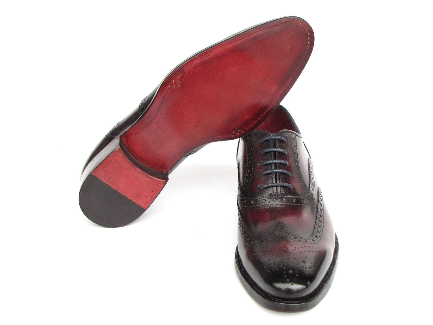Paul Parkman Bordeaux Burnished Goodyear Welted Wingtip Oxford Shoes - 66BRD94