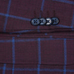 RENOIR Burgundy Blue Check Slim Fit Two Button Sport Coat 294-6