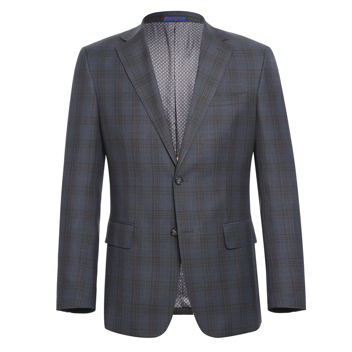 ENGLISH LAUNDRY Gray with Tan Check Notch Suit 7255555 Unique