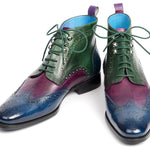 Paul Parkman Wingtip Ankle Boots Three Tone Blue Purple Green - 777-BLU-PRP