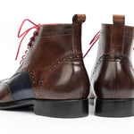 Paul Parkman Wingtip Ankle Boots Dual Tone Brown & Blue - 777-BRW-BLU