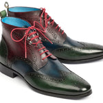 Paul Parkman Wingtip Ankle Boots Three Tone Green Blue Bordeaux - 777-GRN-BLU