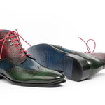Paul Parkman Wingtip Ankle Boots Three Tone Green Blue Bordeaux - 777-GRN-BLU