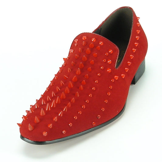 Chic and audacious, the FI-7107 Red Fiesso by Aurelio Garcia from Fiesso features an impressive display of spikes adorning the red suede upper. Enhanced by a sleek low black heel, it's the perfect fashion shoe for those eager to stand out boldly.