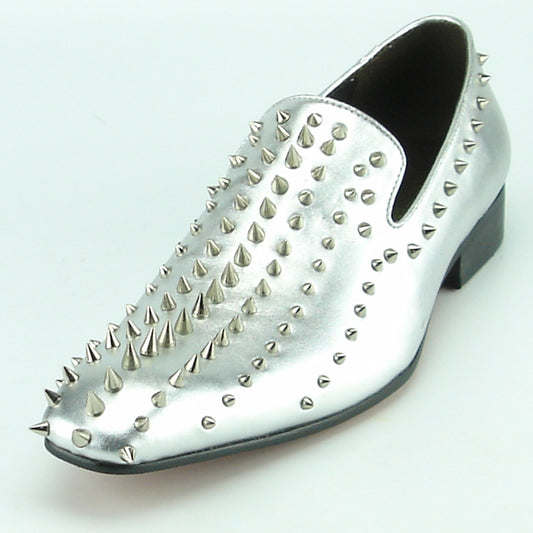 The FI-7107 Silver Fiesso by Aurelio Garcia features a fashion-forward suede upper and is stylishly embellished with metallic spikes.