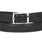 Paul Parkman Crocodile Embossed Calfskin Leather Belt Hand-Painted Black - B02-BLK