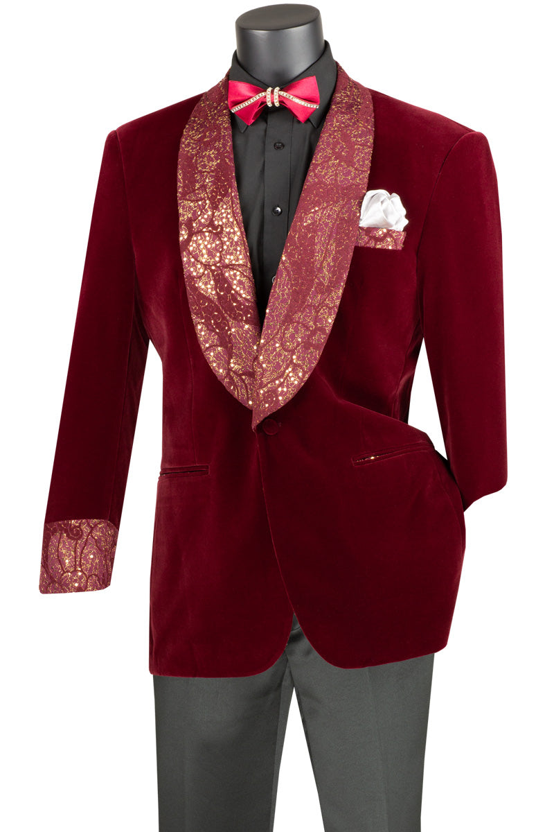 Vinci Men's 2 Button Sport Coat - Floral Tri-Color - Burgundy - 4X - CCO Menswear