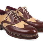 Paul Parkman Triple Leather Sole Goodyear Welted Wingtip Brogues - 095BEJ