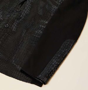 Inserch Sueded Alligator Print Combo Blazer BL565-01 Black (FINAL SALE)  (SIZE L, 3XL ONLY)