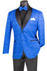 Vinci Modern Fit Jacquard Fabric with Bow Tie Sport Coat (Royal) BM-1