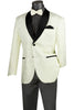 Vinci Modern Fit Jacquard Fabric with Bow Tie Sport Coat (White) BM-1