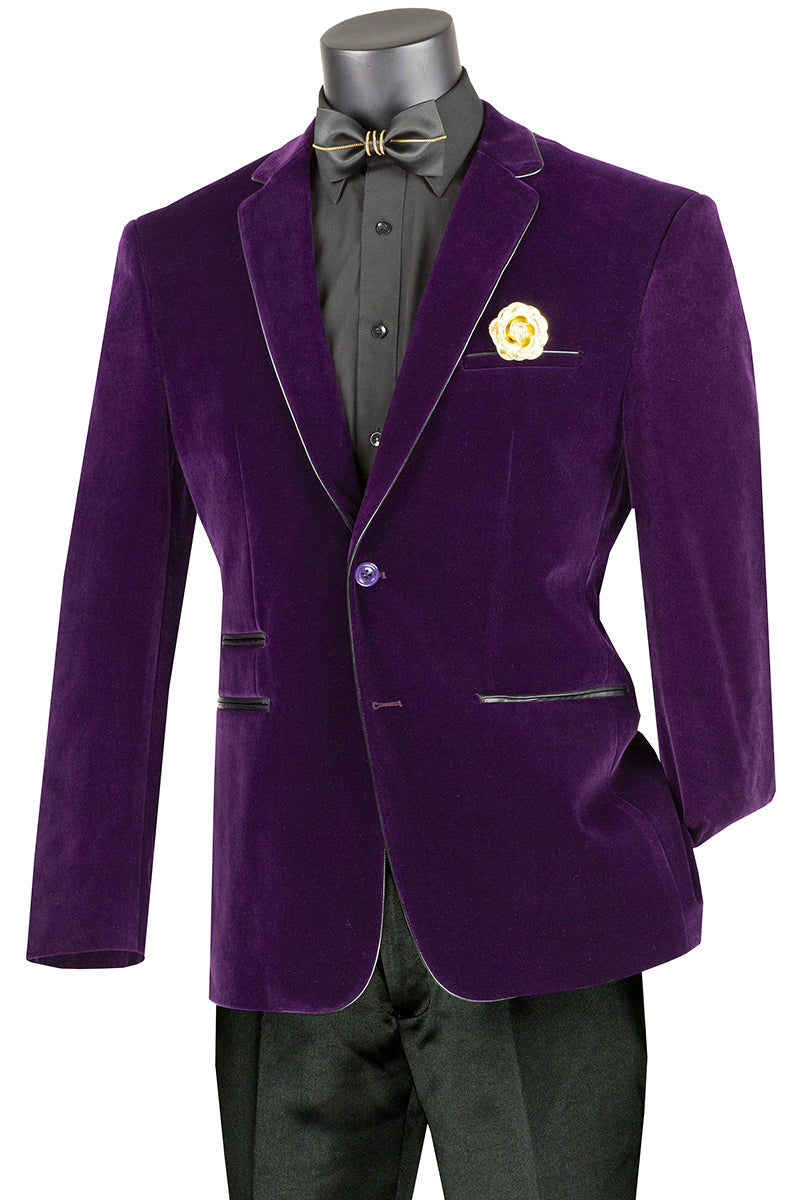 Vinci Slim Fit Velvet Sport Coat (Purple) BS-02