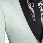 Vinci Slim Fit 2 Button Shawl Lapel Metallic Stripe Jacket (Aqua) BSF-12