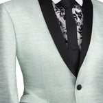 Vinci Slim Fit 2 Button Shawl Lapel Metallic Stripe Jacket (Aqua) BSF-12