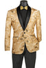 Vinci Slim Fit Embroidered Shawl Lapel with Bow Tie Jacket (Champagne Beige) BSF-13