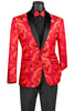 Vinci Slim Fit Embroidered Shawl Lapel with Bow Tie Jacket (Red) BSF-13