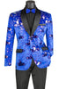 Vinci Slim Fit Velvet Sequin Floral Pattern Jacket (Royal) BSQ-4