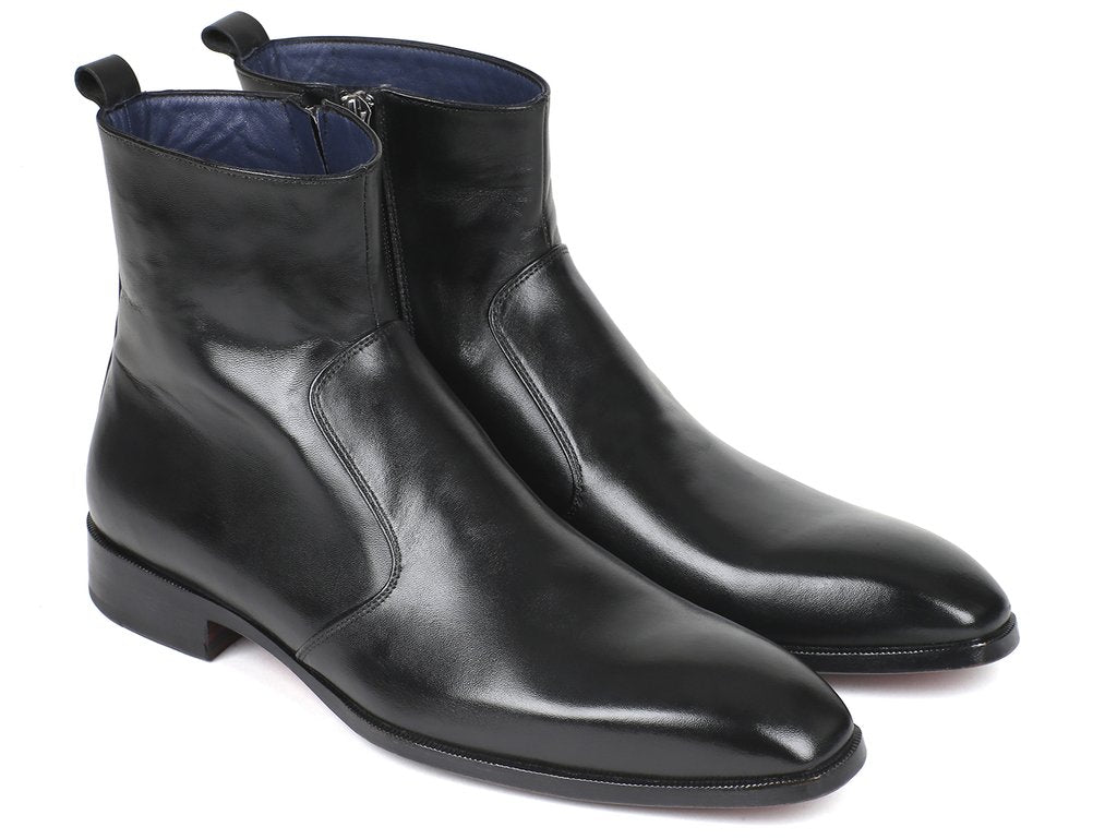 Paul Parkman Black Leather Side Zipper Boots - BT485-BLK