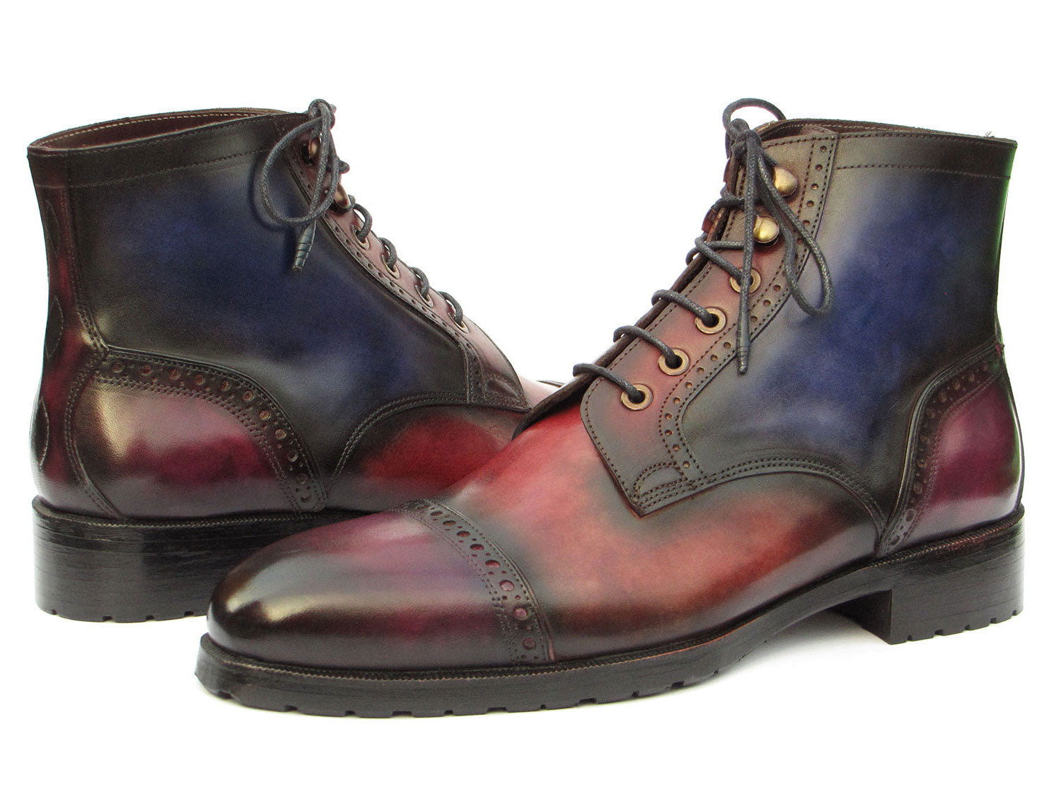 Paul Parkman Men's Multicolor Hand-Painted Cap Toe Boots - BT9566-MLT