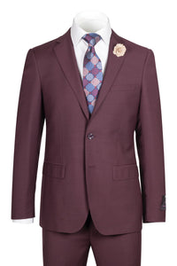Porto Burgundy, Slim Fit, Pure Wool Suit by Tiglio Luxe - BURGUNDY