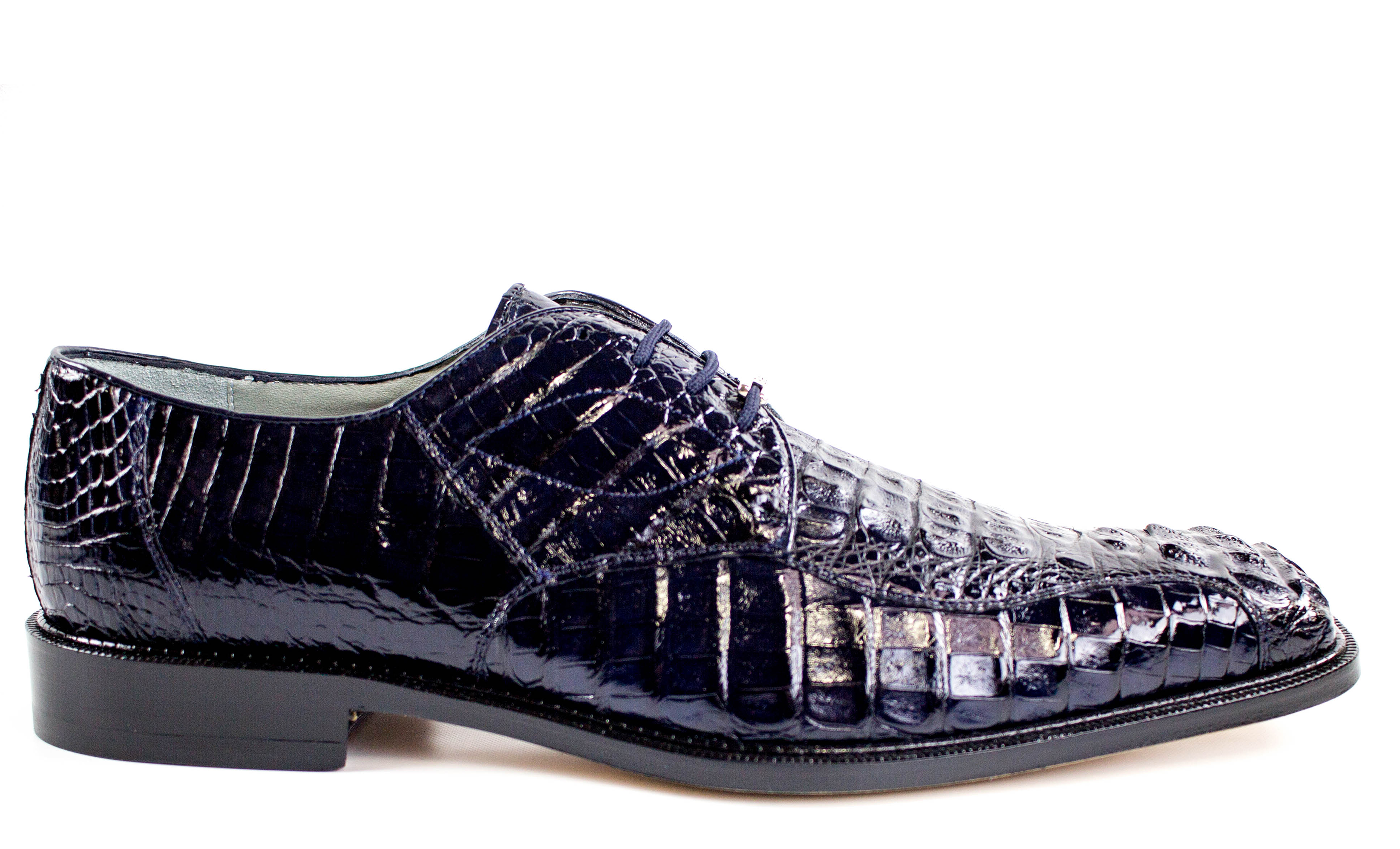Belvedere - Chapo, Genuine Hornback Crocodile Dress Shoe - Navy - 1465