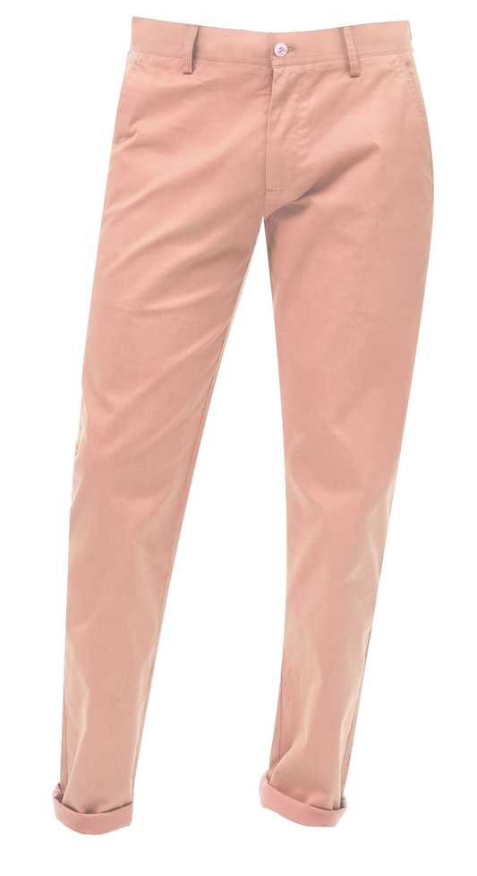 EJ SAMUEL's EJ Samuel Pink Chino Long Pants CHL01 with rolled-up cuffs photographed on a white background.