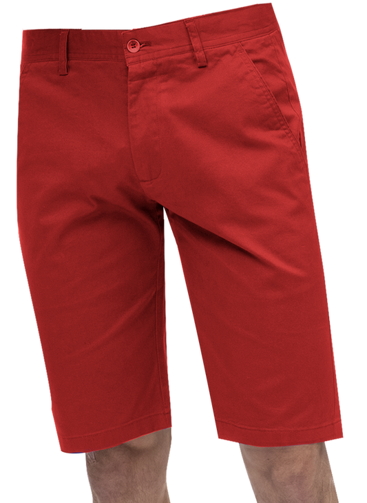 The EJ Samuel Red Chino Short Pants CHS01 by EJ SAMUEL feature a button and zip closure, making them ideal for a casual day out.