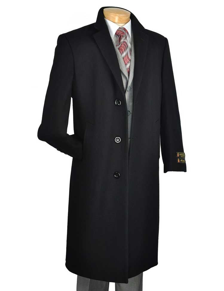 Vinci 48" Long Dress Top Coat (Black) CL48 - Unique Design Menswear