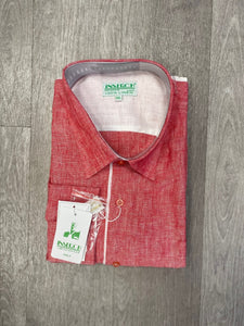 Inserch Premium Linen Yarn-Dye Solid Long Sleeve Shirt 24116-32 Coral