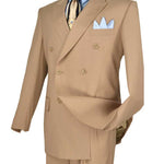 Vinci Regular Fit Double Breasted 2 Piece Suit (Beige) DC900-1