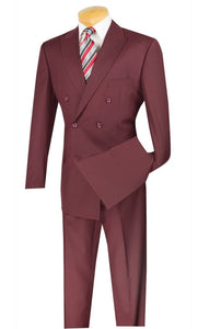 Vinci Regular Fit Double Breasted 2 Piece Suit (Burgundy) DC900-1