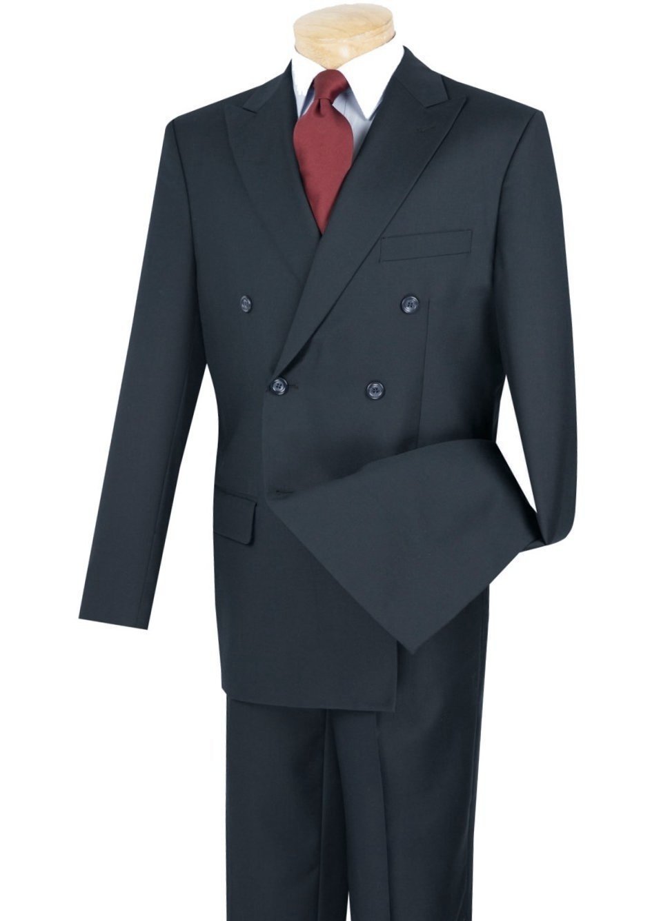 Vinci Regular Fit Double Breasted 2 Piece Suit (Navy) DC900-1
