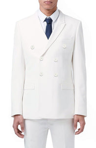 Vinci Regular Fit Double Breasted 2 Piece Suit (White) DC900-1