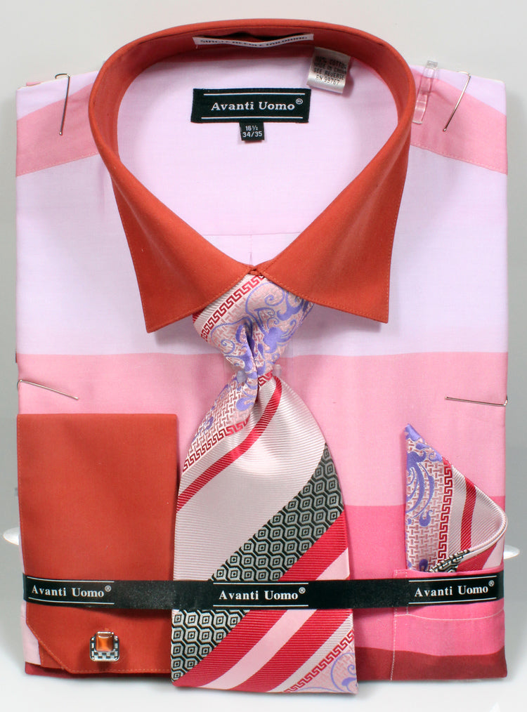 Avanti Uomo French Cuff Dress Shirt DN67M Pink