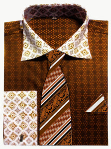 Avanti Uomo French Cuff Dress Shirt DN69M Brown