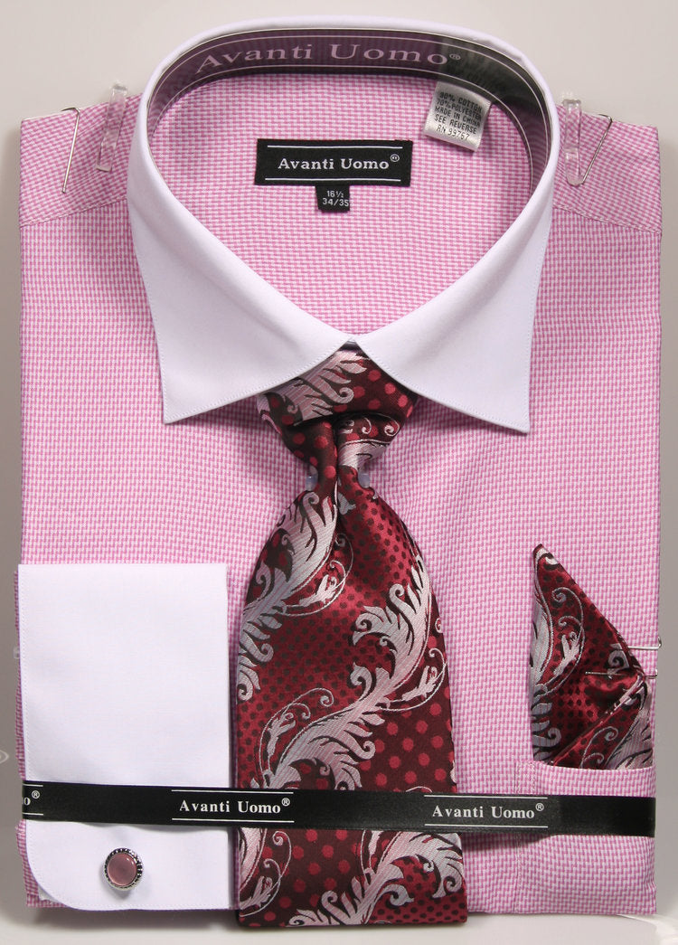 Avanti Uomo French Cuff Dress Shirt DN74M Pink