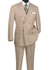 Vinci Executive 2 Piece Double Breasted Windowpane Suit (Beige) DRW-2