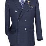 Vinci Executive 2 Piece Double Breasted Windowpane Suit (Navy) DRW-2