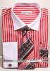 Daniel Ellissa Stripe Pattern French Cuff Dress Shirt DS3787P2 Red