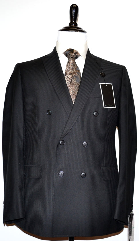 Sean John Double Breasted Modern Fit Suit Solid Black