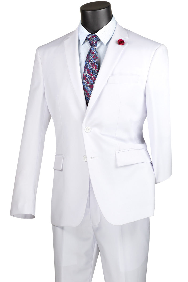 Vinci Executive 2 Piece Suit with 2″ Adjustable Waist Band (White) F-2C900