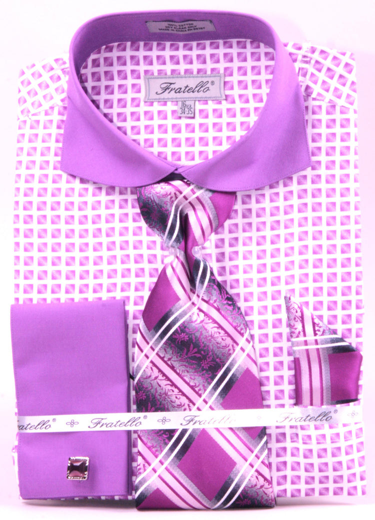 Fratello French Cuff Dress Shirt FRV4128P2 Lilac