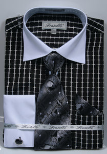 Fratello French Cuff Dress Shirt FRV4131P2 Black