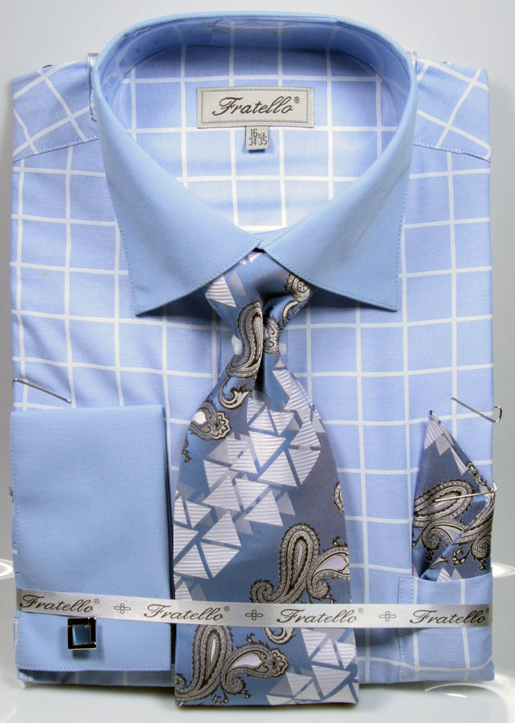 Fratello French Cuff Dress Shirt FRV4132P2 Blue